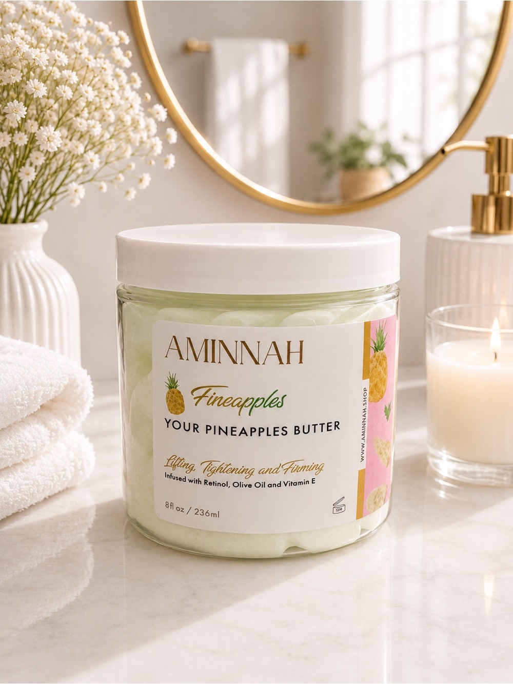 AMINNAH Fineapples Your Pineapples Butter - Pale Green Jar